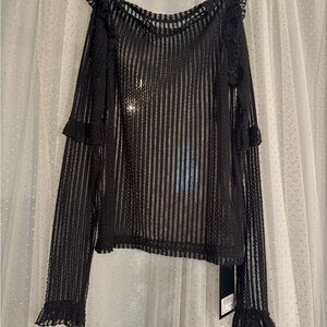 Disturbia Mourning Ruffle Black Sheer Women's Top